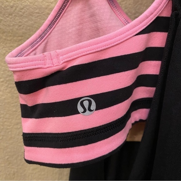 LULULEMON Women Pink & Black Stripe Sports Bra Athletic Tank Top Size 4 - Picture 6 of 7
